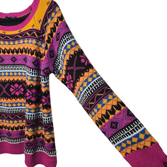 Attitudes By Renee Global Illusions Fair Isle Sweater Crewneck Women's Large - Picture 7 of 8